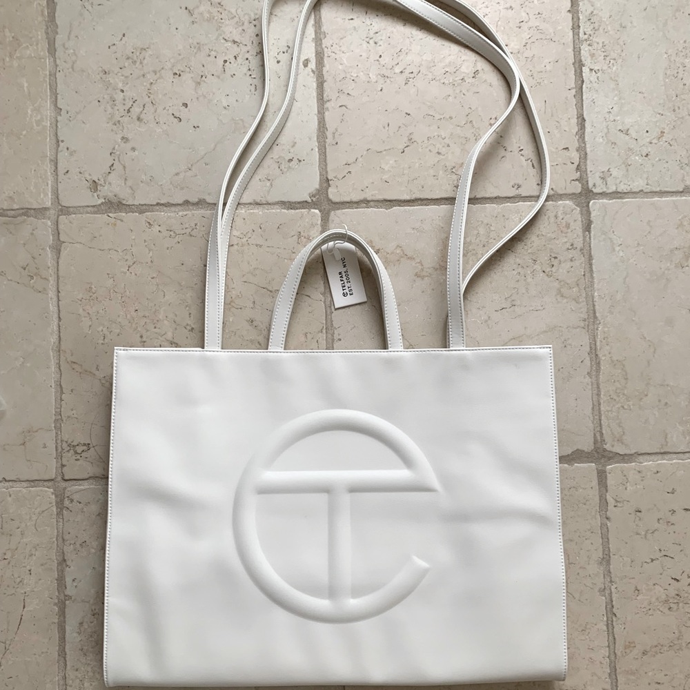 Telfar Large White Shopping Bag